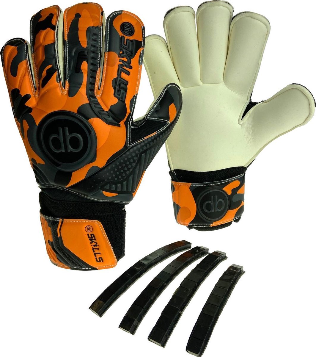 Keepershandschoenen db SKILLS Orange Camo maat 6 - Oranje : camouflage - jeugd keepershandschoen - Verwijderbare fingersave