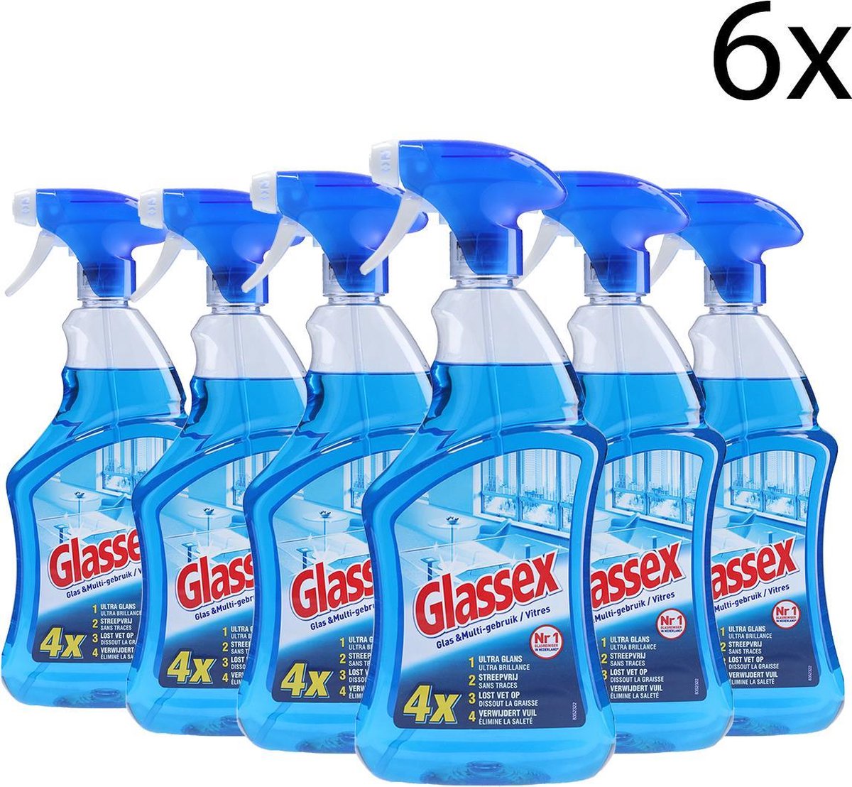 Glassex Glas & Multi Schoonmaak Spray - 750ml x6