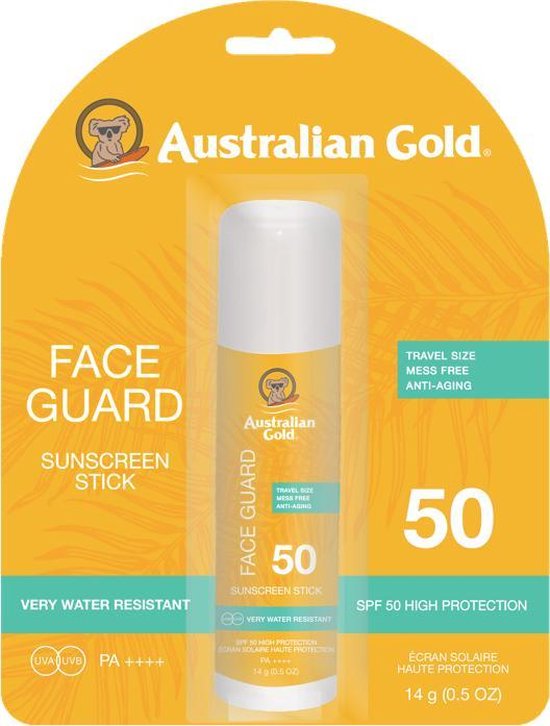 Australian Gold SPF 50 Face Guard Stick Zonnebrand - 14 ml - voor gezicht