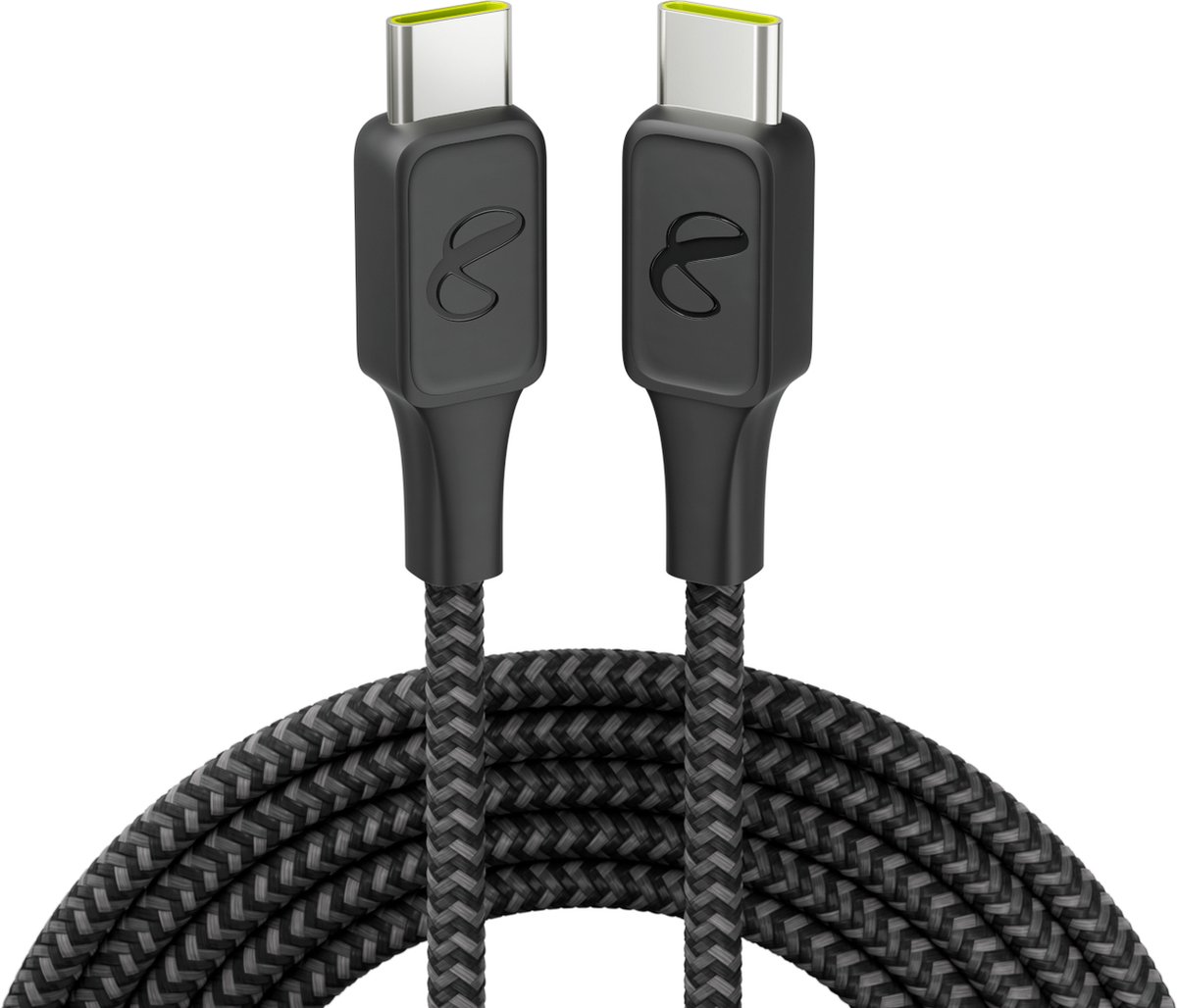 InfinityLab InstantConnect USB-C-naar-USB-C kabel, fast charger oplaadkabel, 1.5m kabel - Zwart
