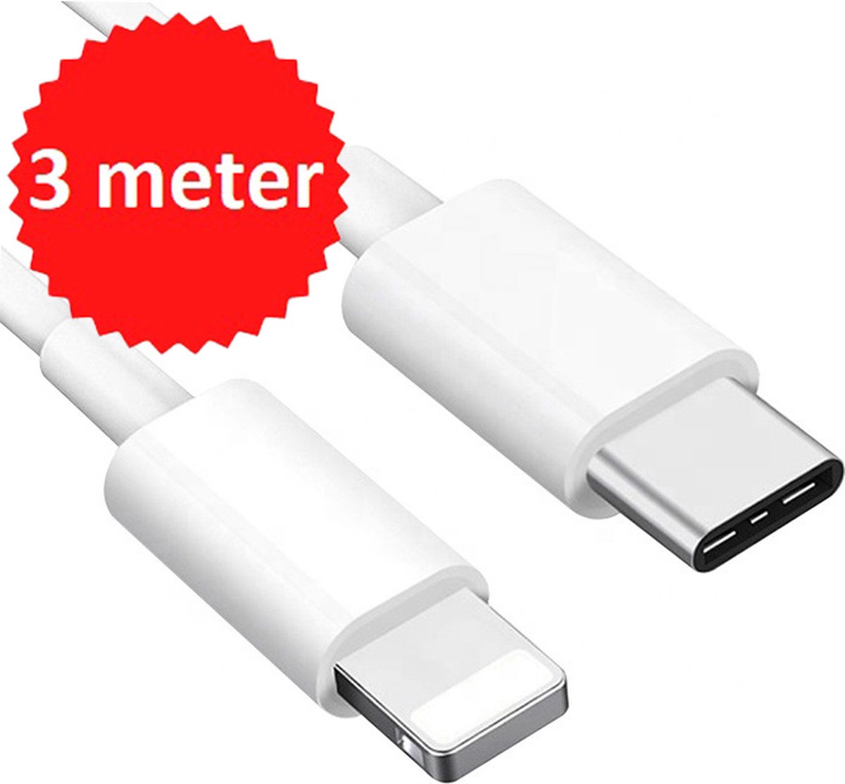 iPhone oplader kabel 3 Meter - iPhone kabel - USB C lightning kabel - iPhone lader kabel geschikt voor Apple iPhone 6,7,8,9,X,XS,XR,11,12,13
