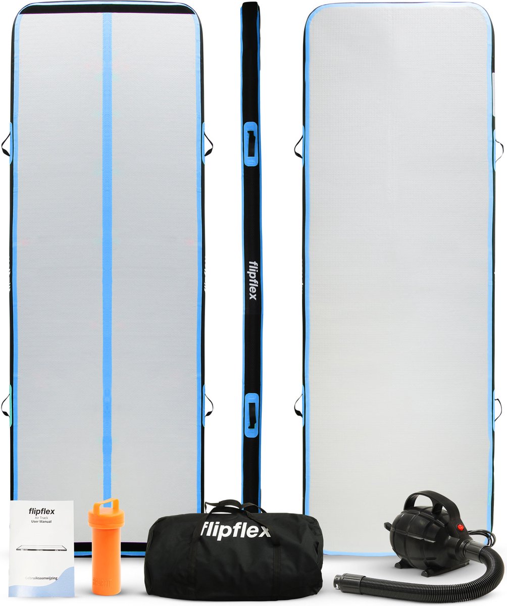 Flipflex Airtrack Ace Series - Turnmat 4 Meter - Gymmat voor Gymnastiek - Inclusief Miniblower - Blauw
