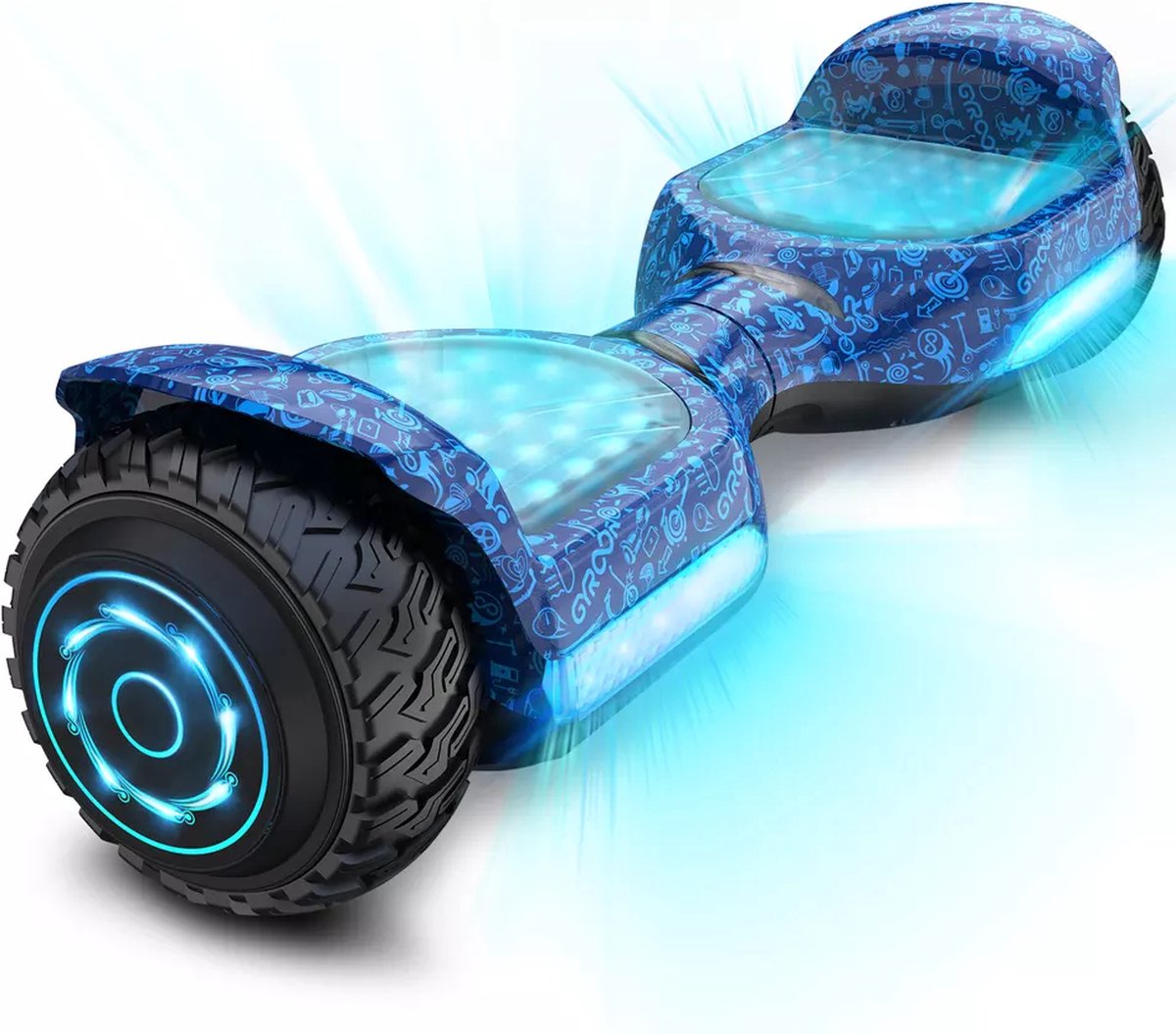 Gyroor G11- Flits wielen - Off-road hoverboard 6.5inch- UL 2272 Hoogste Niveau veiligheidskeuringscertificaat – uniek App funcite - Bluetooth speakers-Blauw
