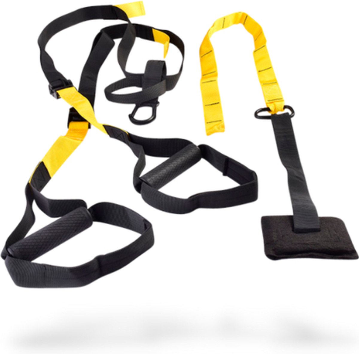 Matchu Sports suspension trainer - TRX kwaliteit - Met deuranker - Draagtas - Zwart/Geel
