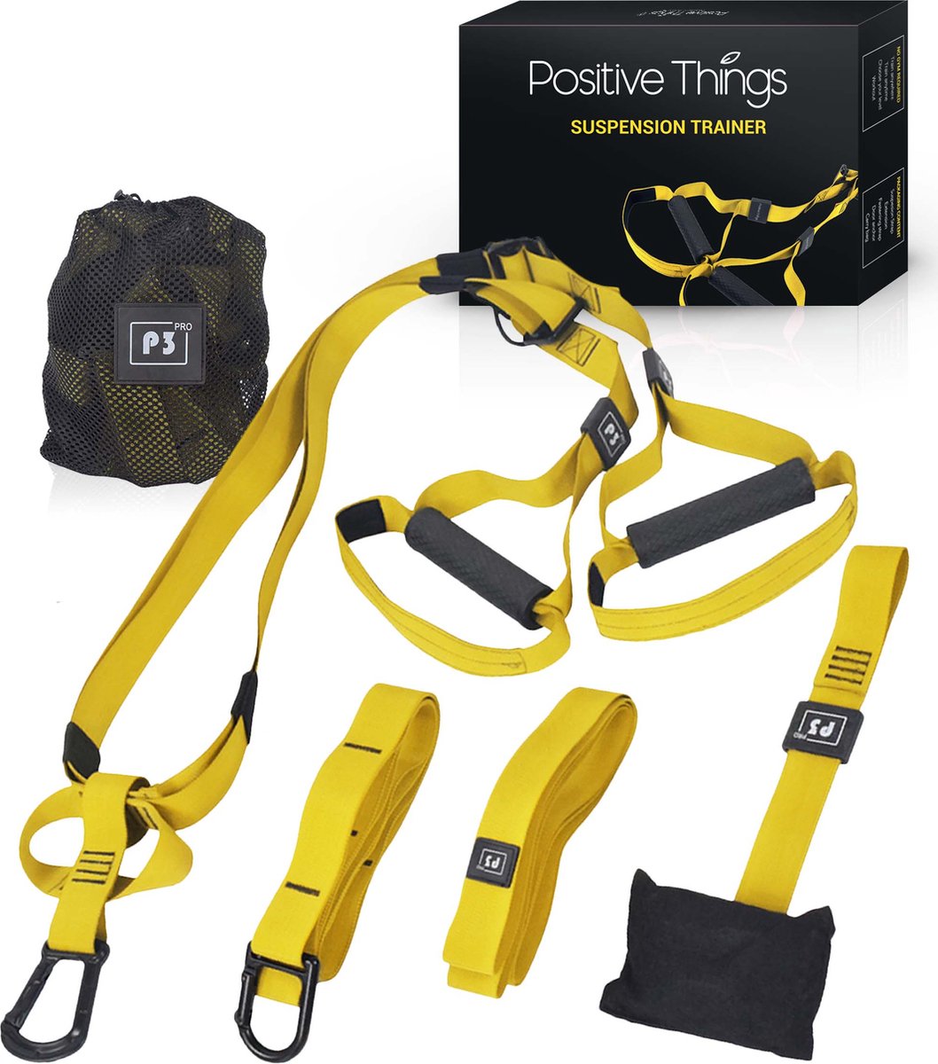 Positive Things TRX Suspension Trainer Pro - TRX Trainer - Complete TRX Training set - Geel/ Zwart
