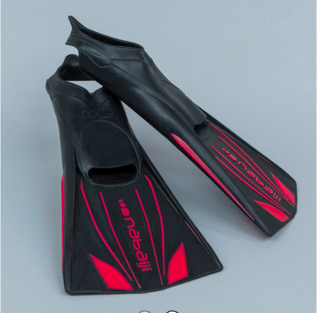 Lange, stijve zwemvliezen Topfins 900 zwart/rood
