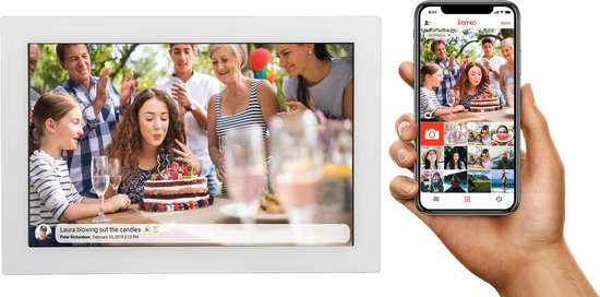 Denver Digitale Fotolijst GLAS 10.1 inch HD - Frameo App - Fotokader - IPS touchscreen - 16GB - PFF1017 - Wit
