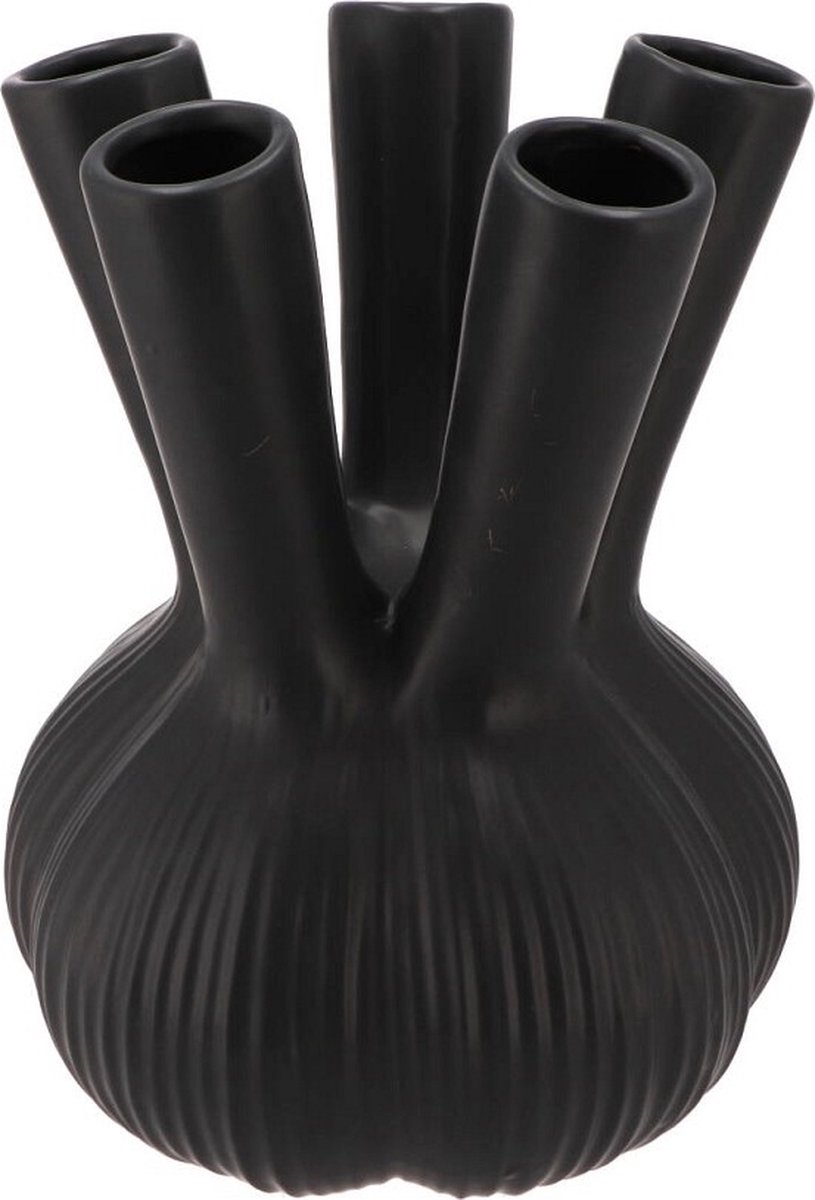 Zwarte vaas - Tulpenvaas - Toetervaas - 16x19 cm - Bloemen vaas - Vaas - Natuurlijk Bloemen